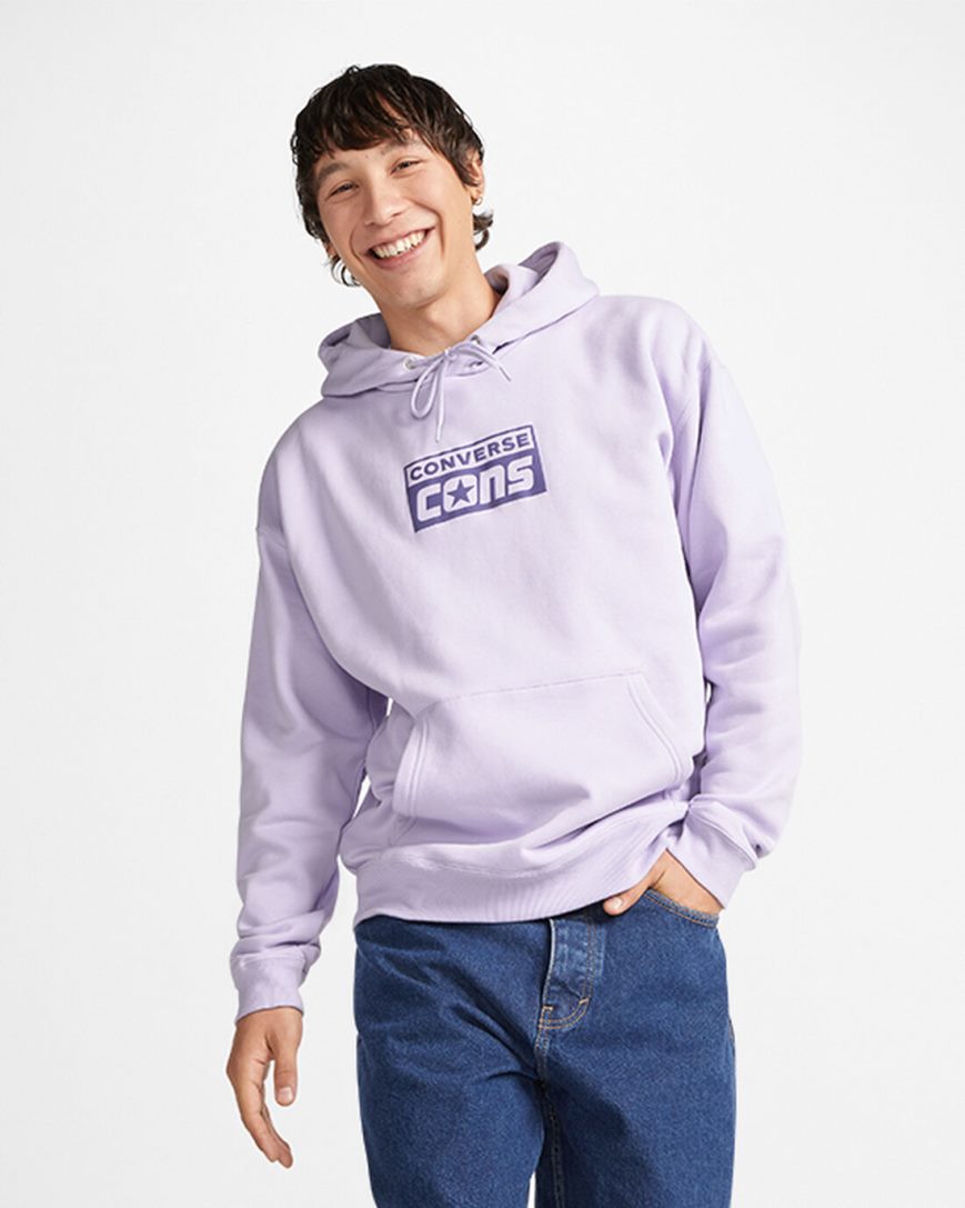 Pánské Mikiny S Kapucí Converse CONS Fleece Pullover Fialové | CZ JEAB74